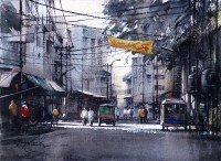 Sarfraz Musawir, Walled City-Lahore III, 11 x15 Inch, Watercolor on Paper, Cityscape Painting, AC-SAR-093